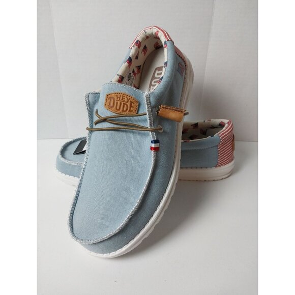 Hey Dude Other - NWT Hey Dude Americana Denim Stripe Slip On Casual Sneaker Men's sz 12
